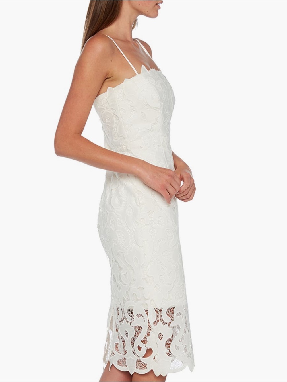 Bardot Lina White Lace Midi Dress Revolve Size 10 - Picture 2 of 8